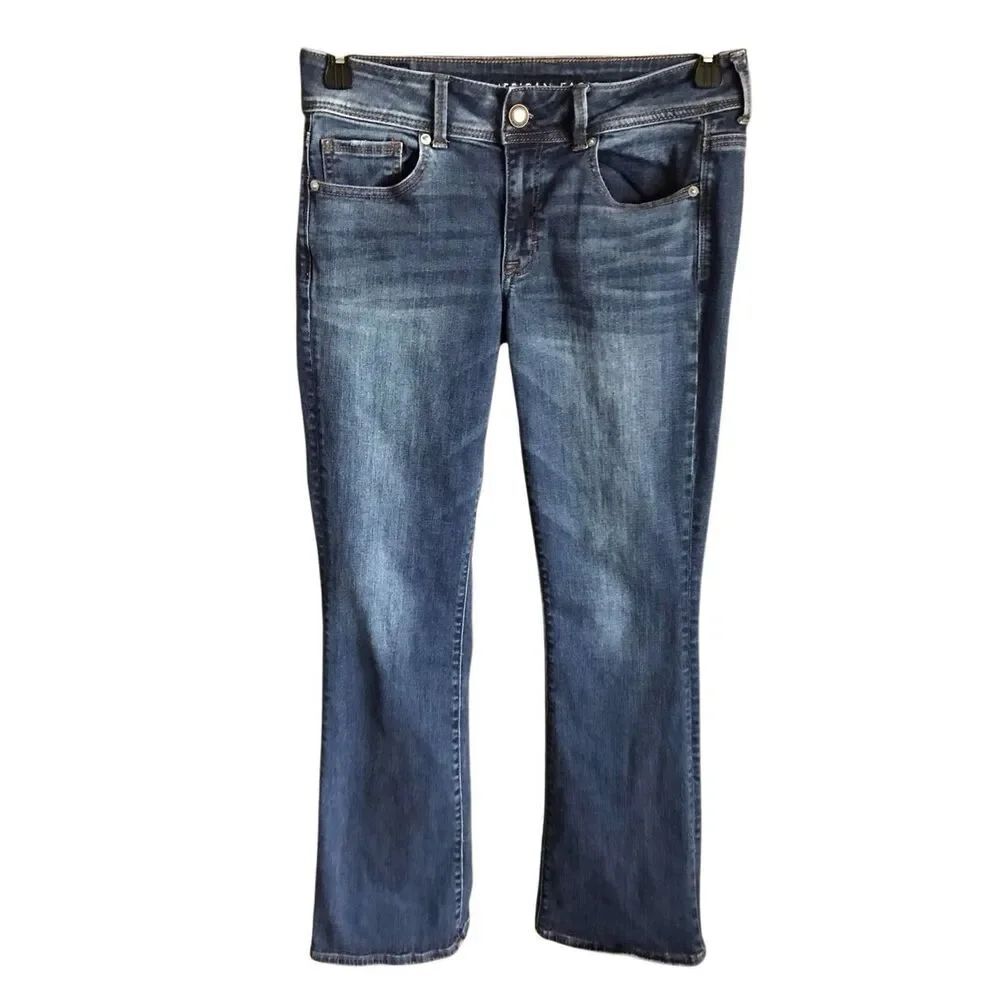 American Eagle size 8 Long (tall) kick boot jeans 8” rise